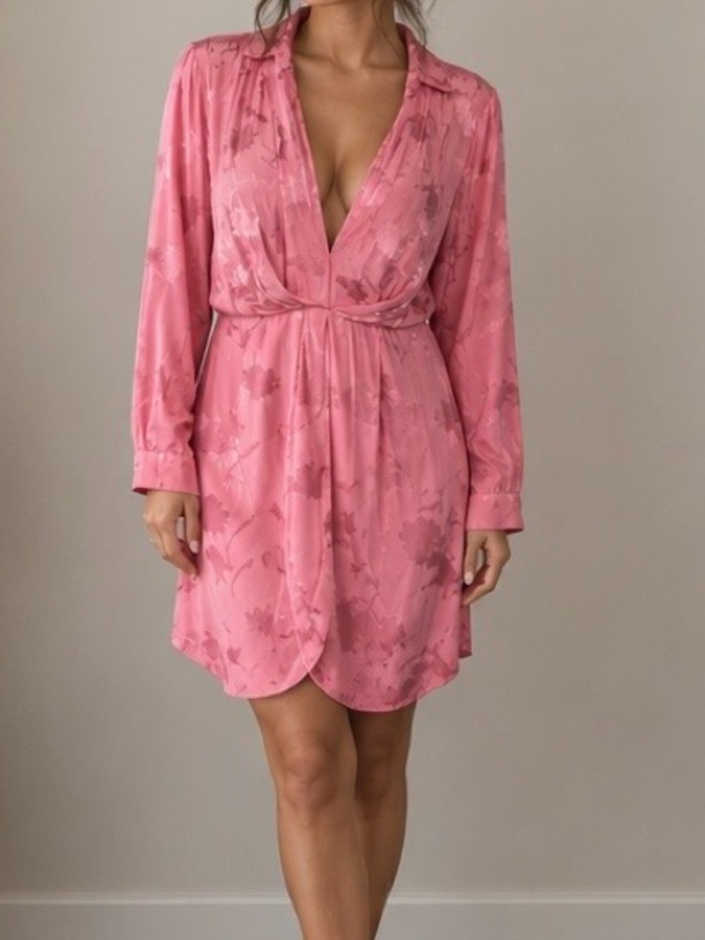River Island Light Pink Satin Floral Mini Dress